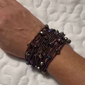 Beaded Multistrand Purple Bracelet
